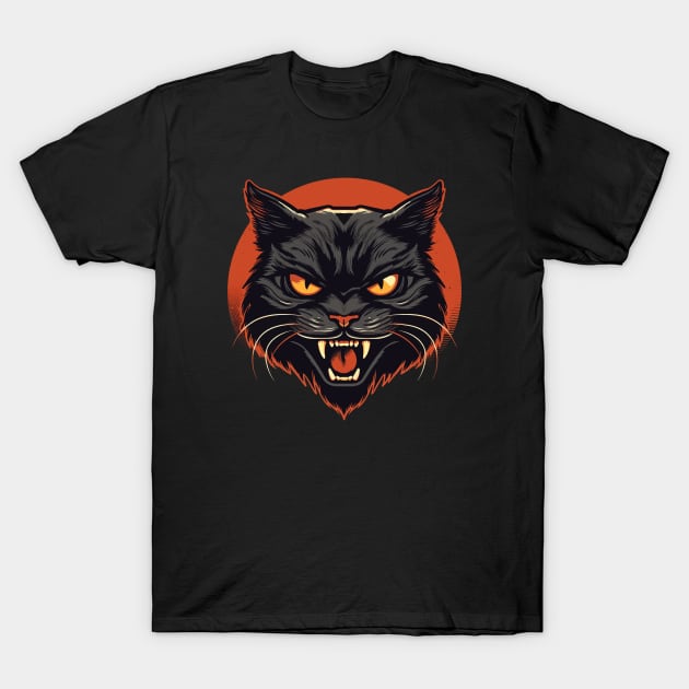 Black Cat I T-Shirt by lospaber